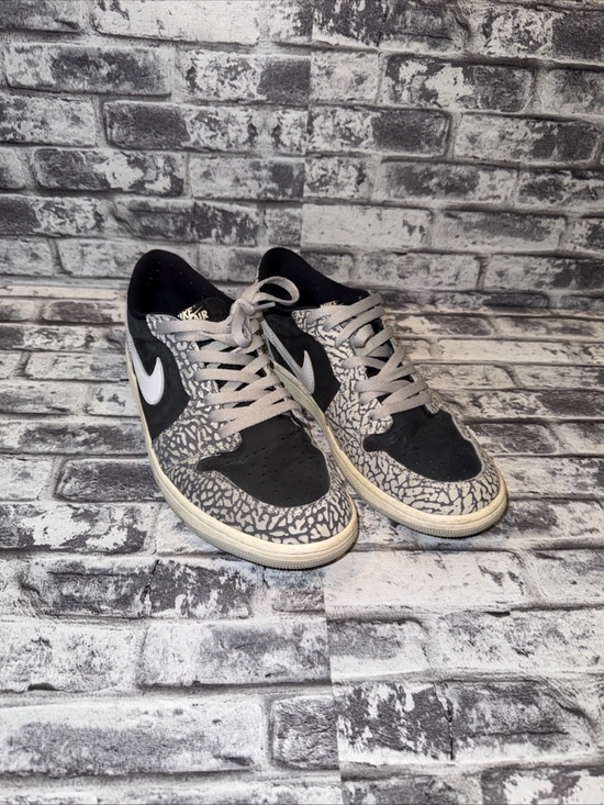 Nike Other - Used Men SZ 10.5 Air Jordan 1 Retro OG Low Black Cement with Elephant Print
